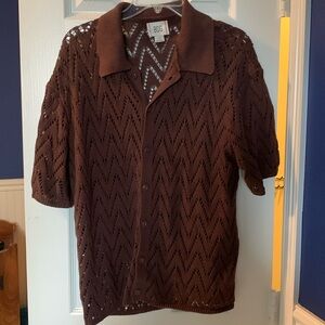 BDG Short Sleeve Button Down Sweater